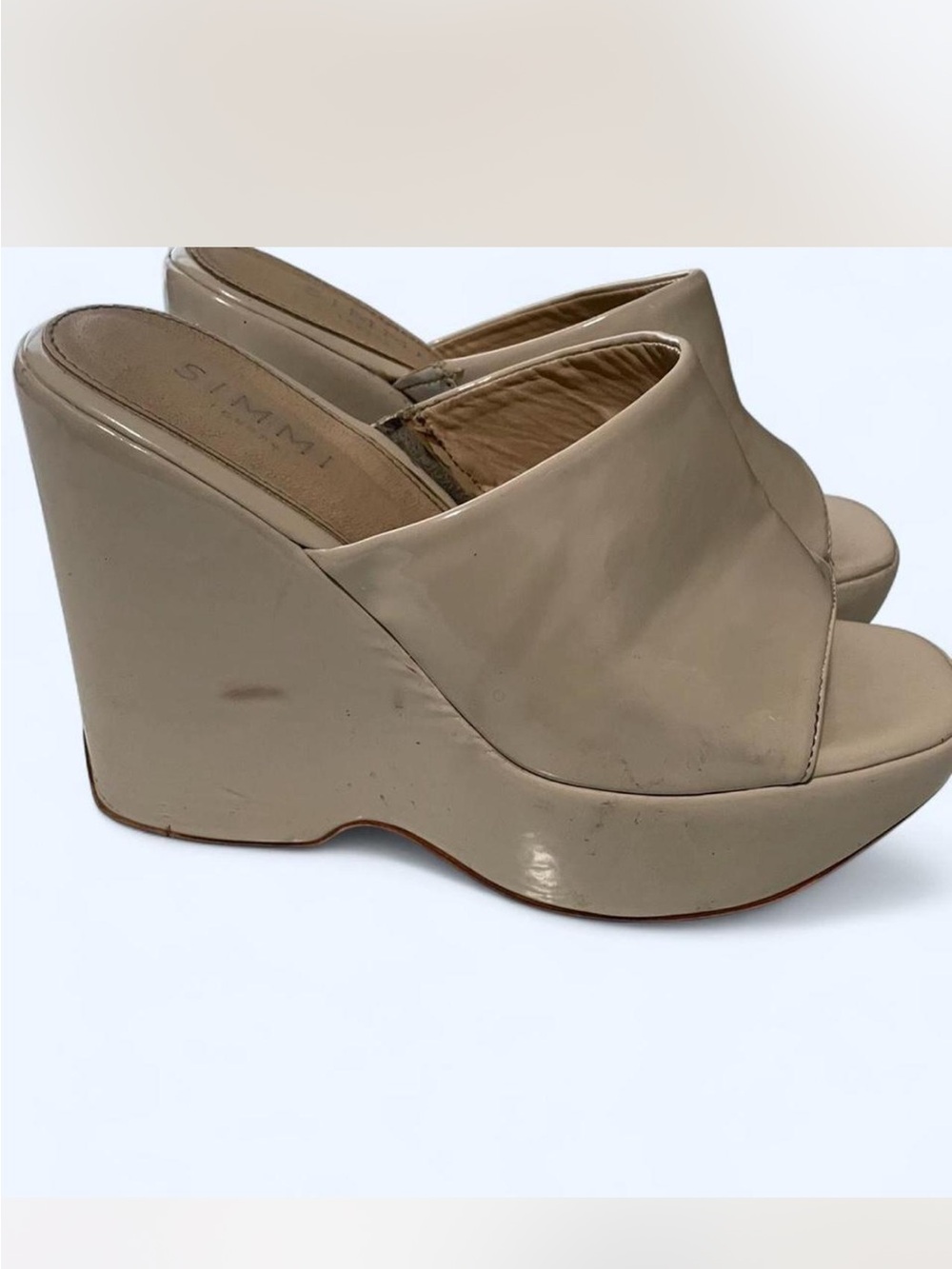 Nude Platform Wedge Slide Sandals size 11